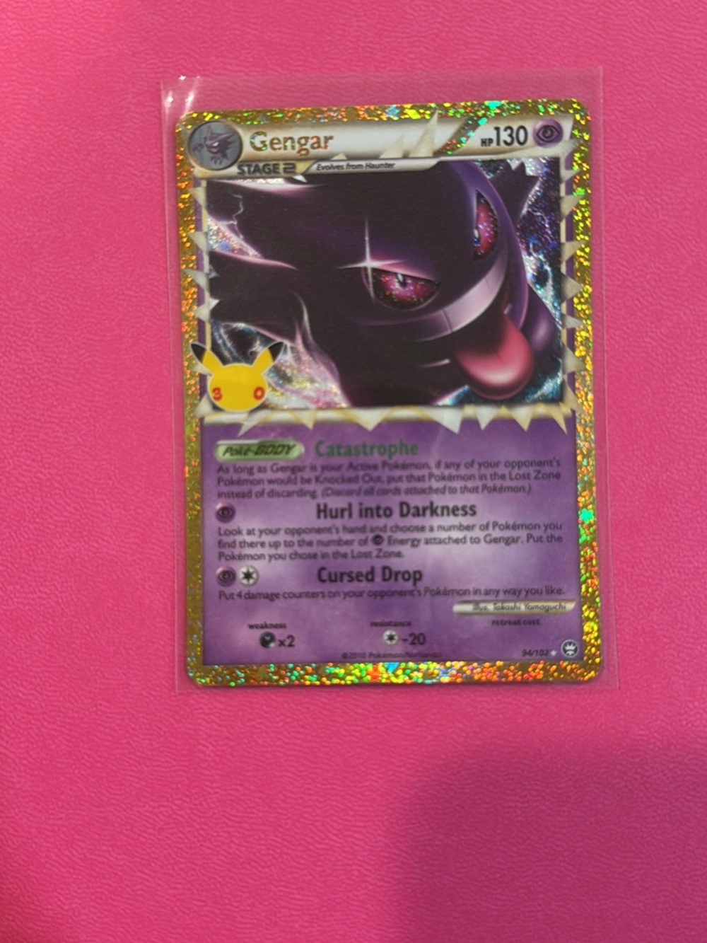 Pokemon Gengar Holographic Trading Card - Purple & Gold
